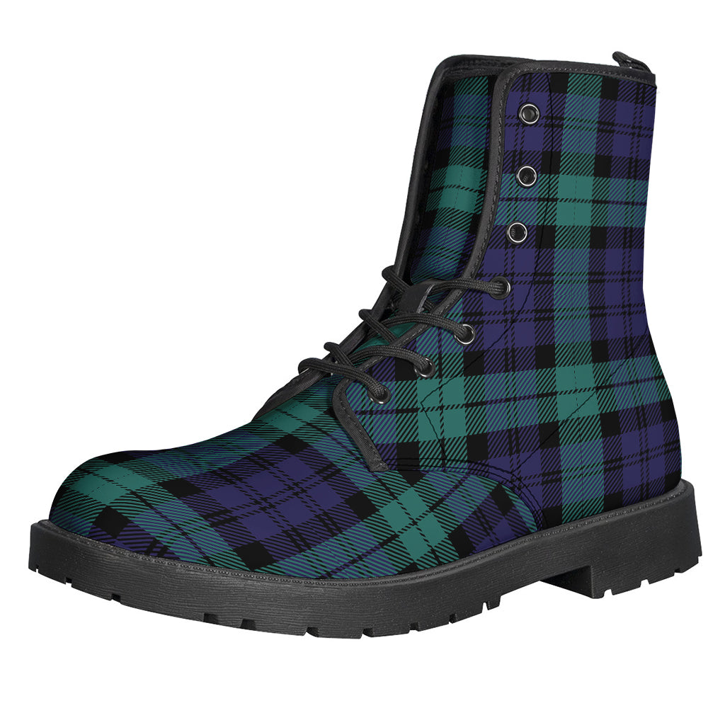 Black Watch Scottish Tartan Leather Boots: The Ultimate Hippie Footwear - 1