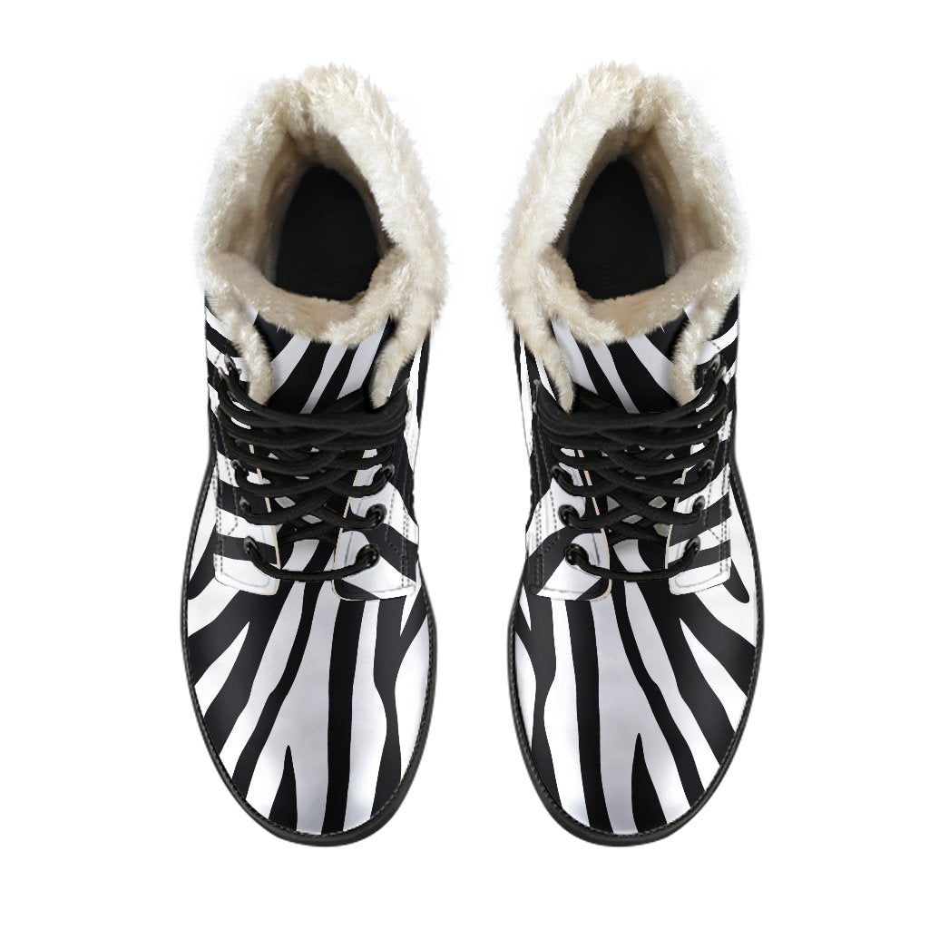 Groovy Zebra Print Faux Fur Leather Boots for Stylish Hippies - 4