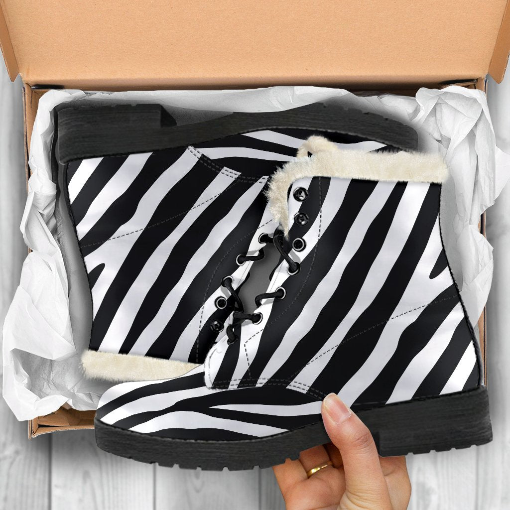 Groovy Zebra Print Faux Fur Leather Boots for Stylish Hippies - 5