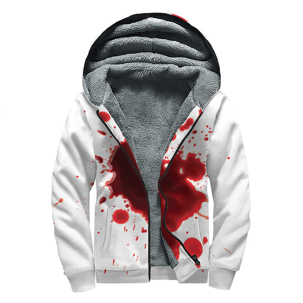 Groovy Blood-Splashed Sherpa Lined Zip Up Hoodie for Modern Hippies - 1