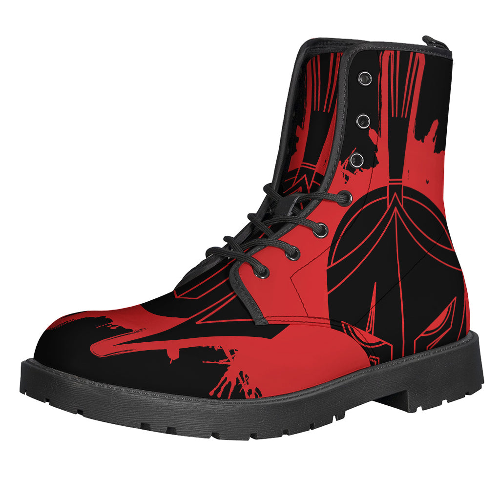 Let Your Inner Hippie Shine with Bloody Spartan Warrior Print Leather Boots - 1