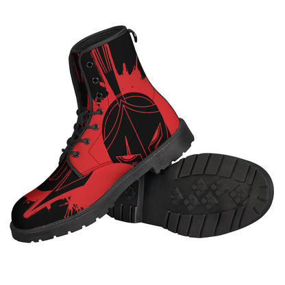 Let Your Inner Hippie Shine with Bloody Spartan Warrior Print Leather Boots - 2