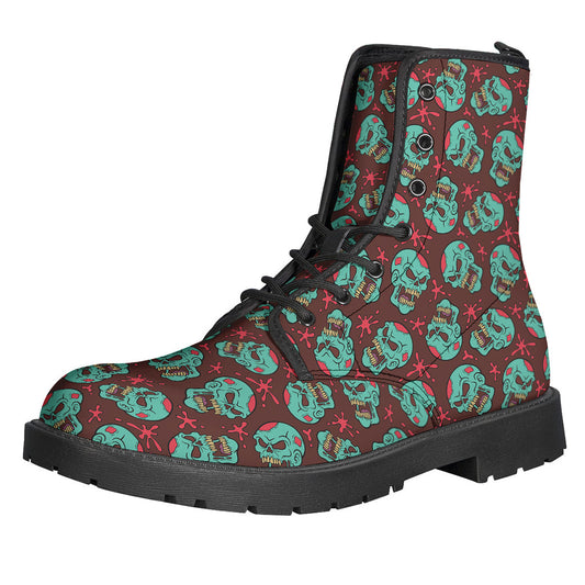 Bloody Zombie Patterned Leather Boots for the Hippie Style - 1