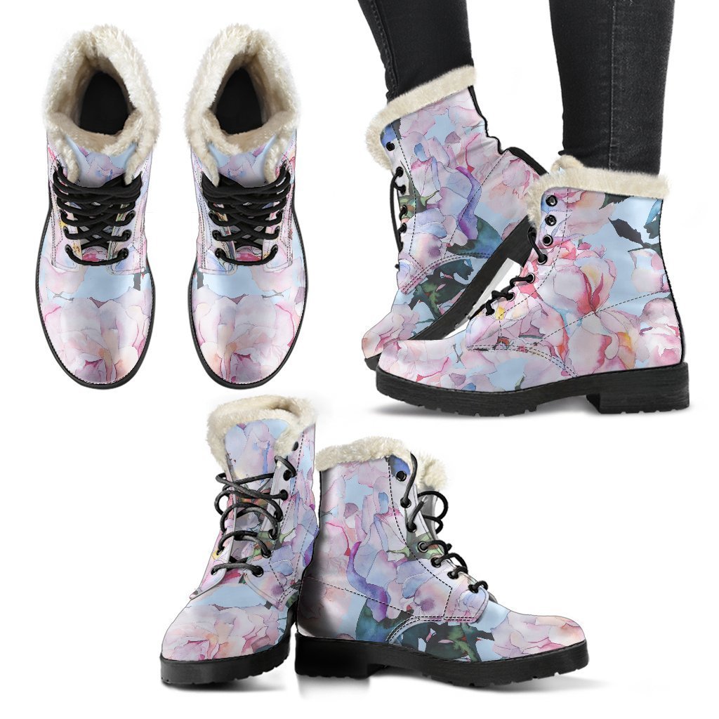 Blossom Floral Faux Fur Leather Boots for Modern Hippies - 2