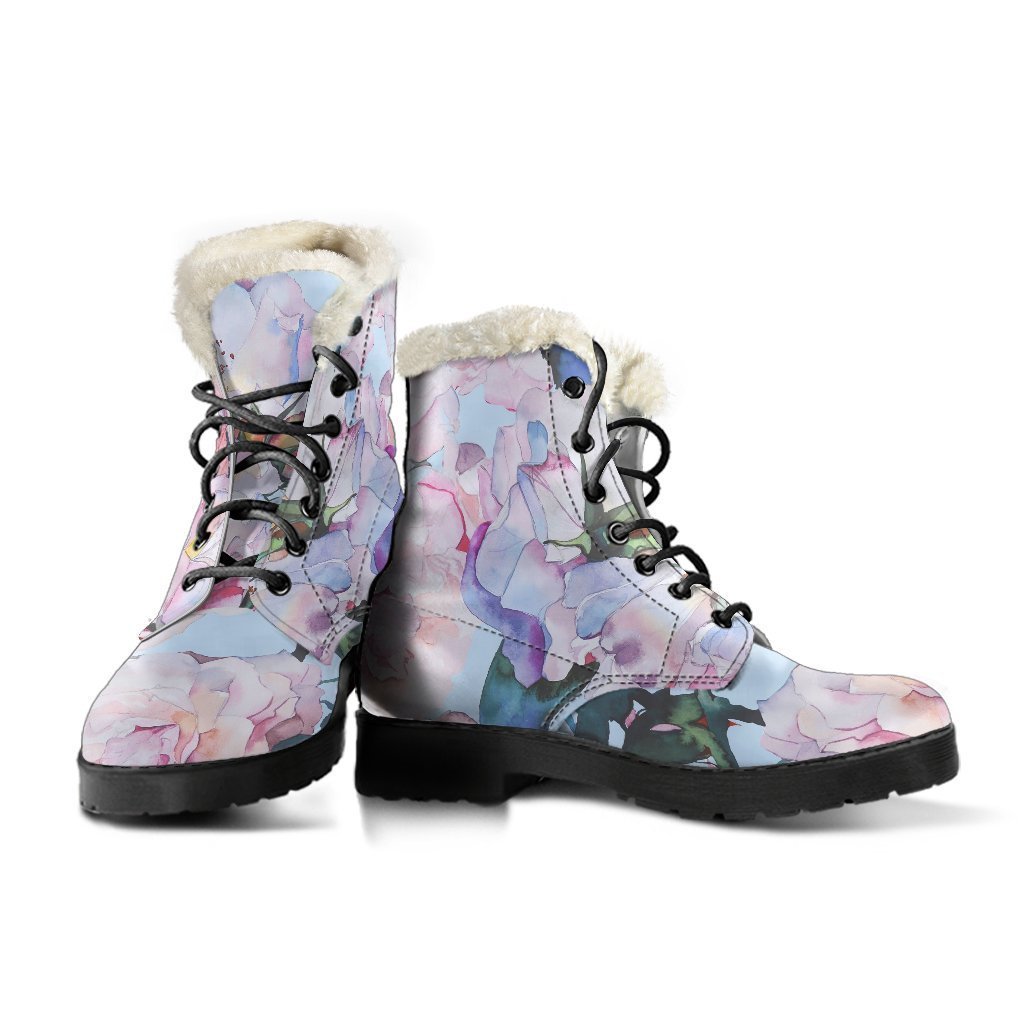 Blossom Floral Faux Fur Leather Boots for Modern Hippies - 3