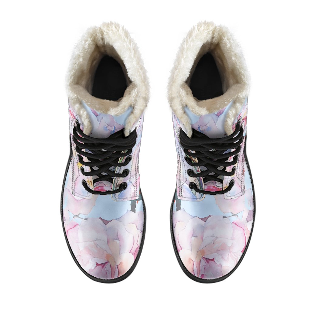 Blossom Floral Faux Fur Leather Boots for Modern Hippies - 4