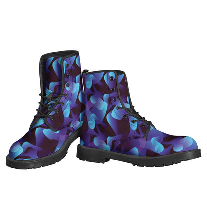 Blue Abstract Spirit Print Leather Hippie Boots for Lightweight Style - 3