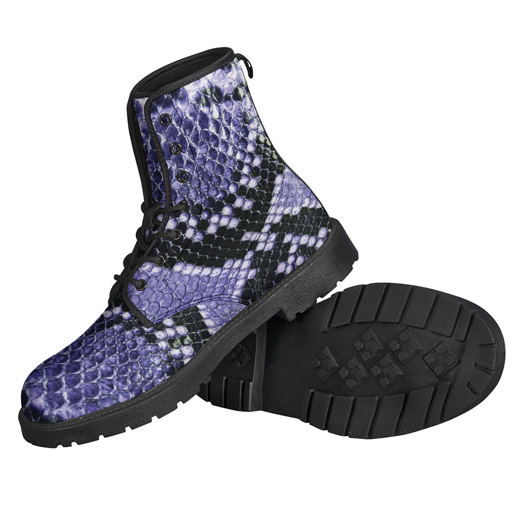 Blue and Black Snakeskin Print Leather Boots - A Hippie's Dream - 2