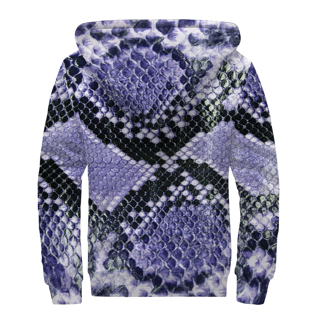 Blue and Black Snakeskin Print Sherpa Lined Zip Up Hoodie - Embrace Your Inner Hippie Style - 2