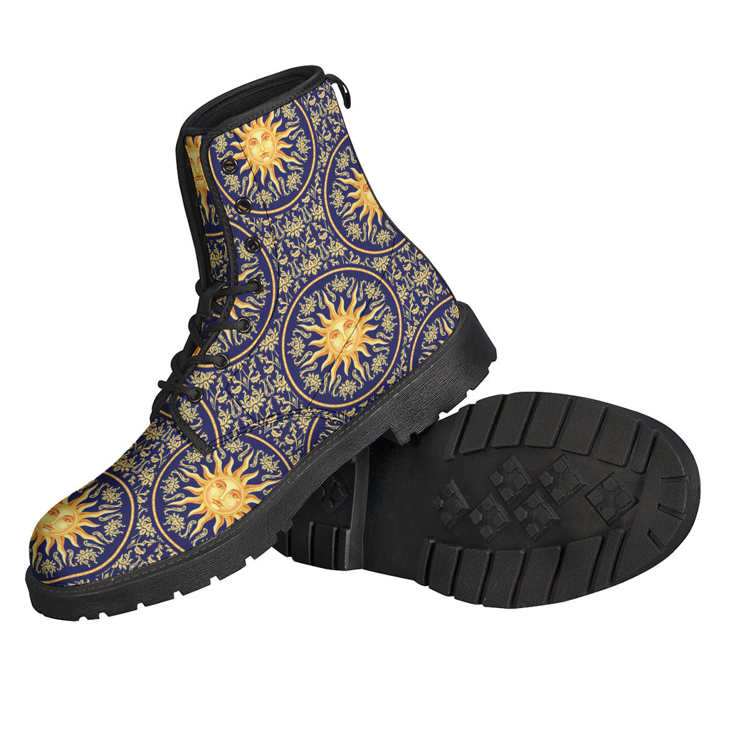 Groovy Blue and Gold Celestial Leather Boots for the Free-Spirited Hippie - 2