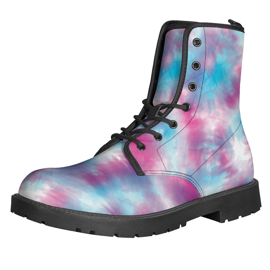 Groovy Blue and Purple Shibori Tie-Dye Leather Boots for the Modern Hippie - 1