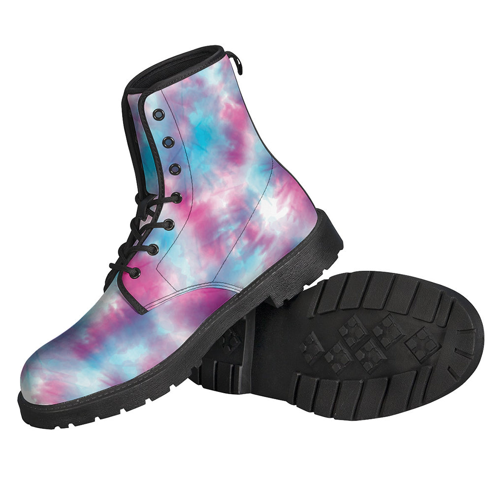 Groovy Blue and Purple Shibori Tie-Dye Leather Boots for the Modern Hippie - 2