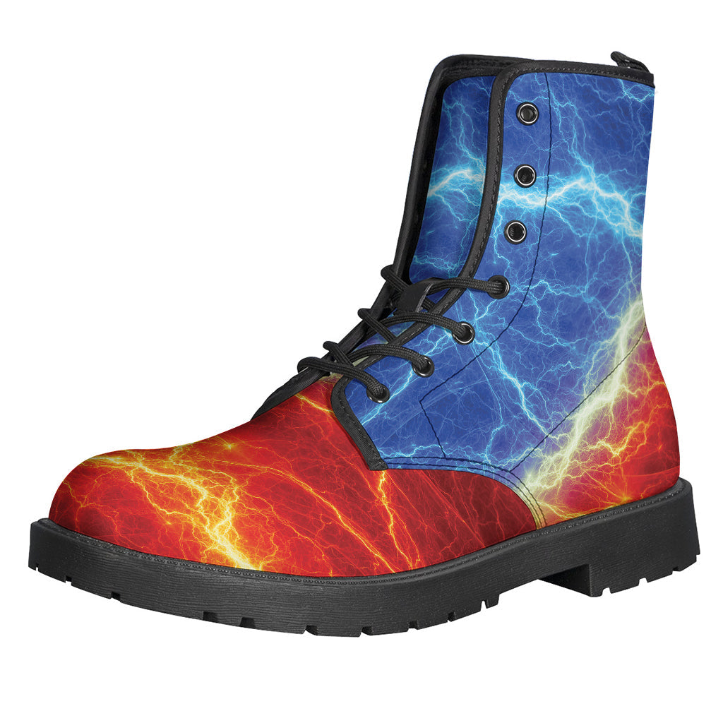 Groovy Lightning Print Leather Boots for the Free-Spirited Hippie - 1