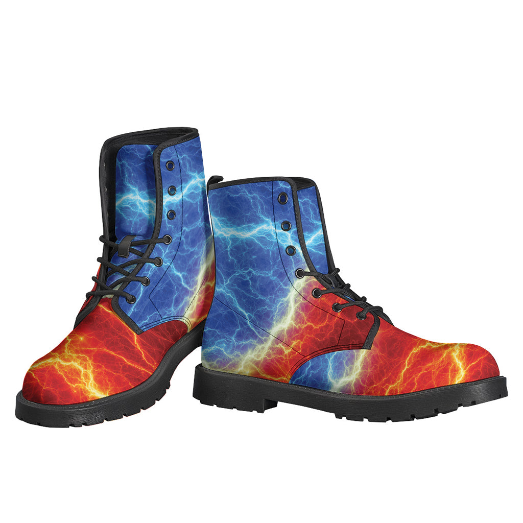 Groovy Lightning Print Leather Boots for the Free-Spirited Hippie - 3