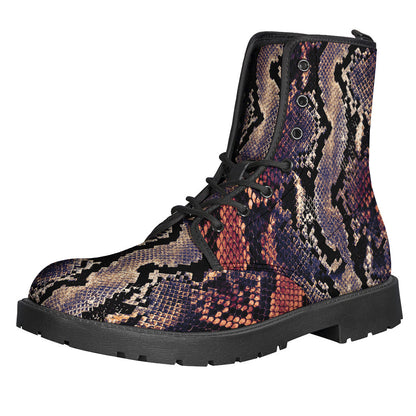 Boho-Chic Snakeskin Print Leather Boots for the Free-Spirited Hippie - 1