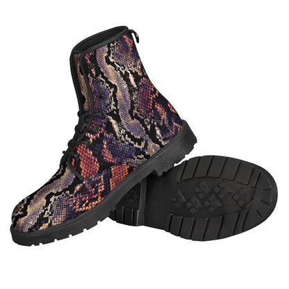 Boho-Chic Snakeskin Print Leather Boots for the Free-Spirited Hippie - 2