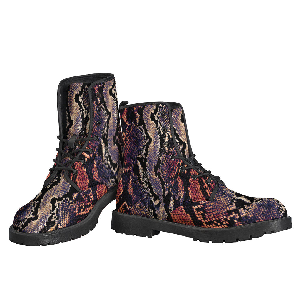 Boho-Chic Snakeskin Print Leather Boots for the Free-Spirited Hippie - 3