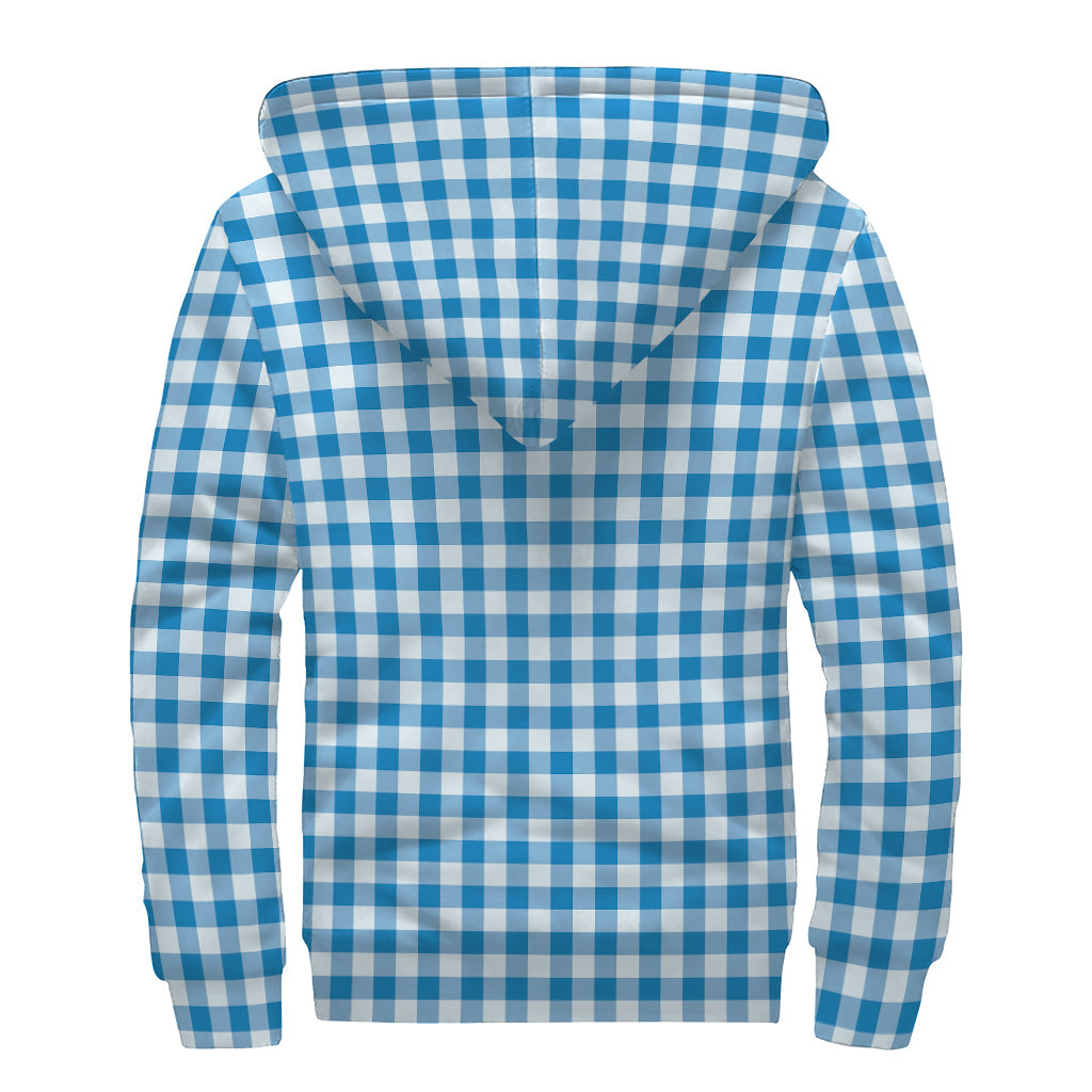 Groovy Blue Check Pattern Sherpa Lined Hoodie for the Free-Spirited Hippie - 2