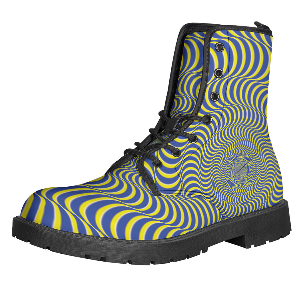 Blue and Yellow Illusory Motion Leather Boots for the Stylish Hippie - 1