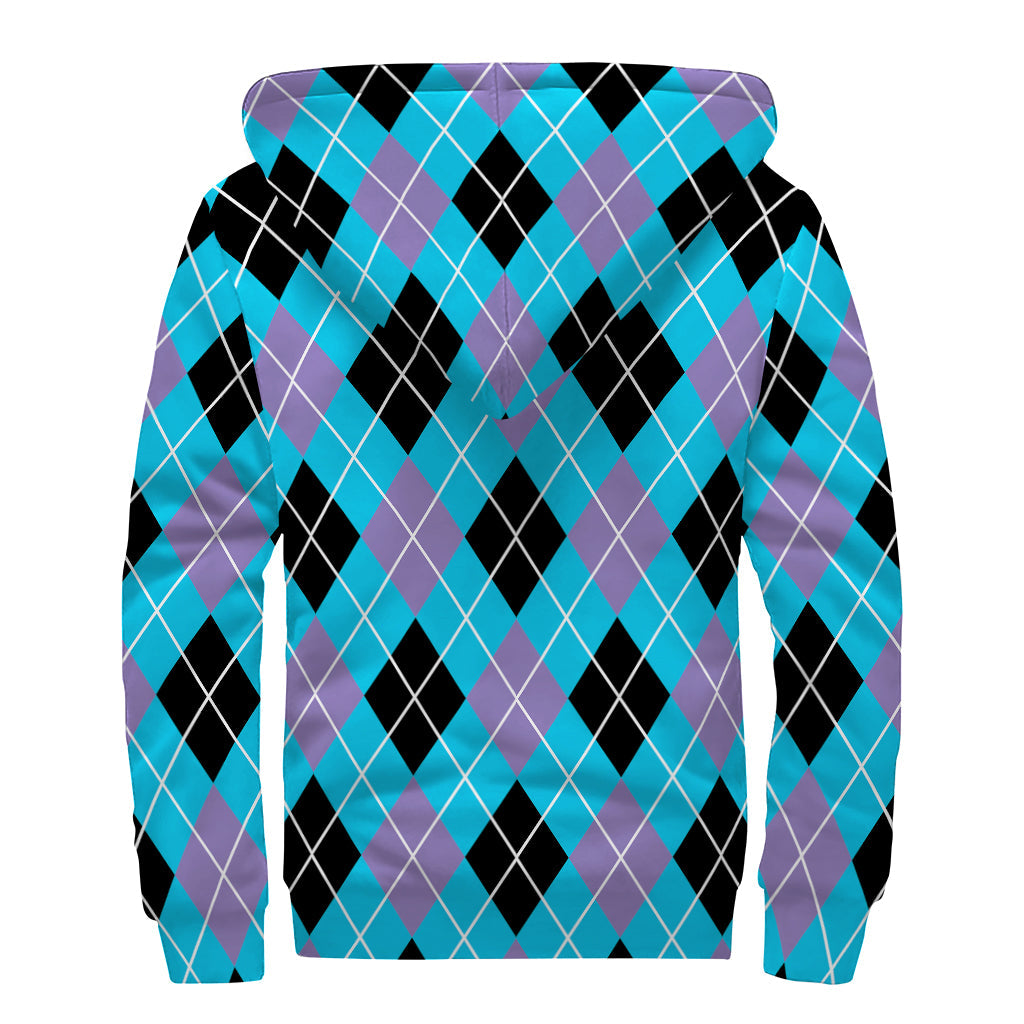 Groovy Argyle Sherpa Lined Zip Up Hoodie for Hippie Vibes - 2