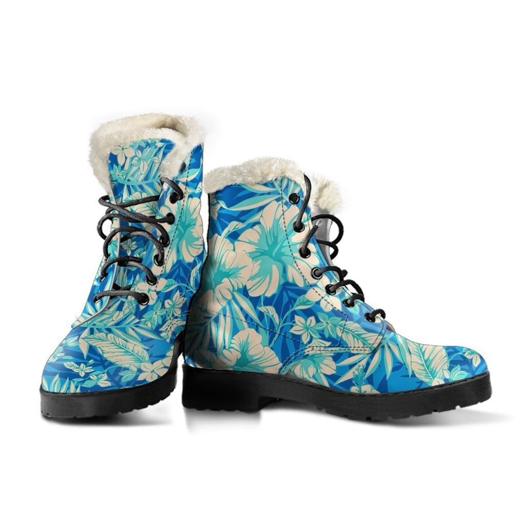 Blue Blossom Tropical Faux Fur Leather Boots to Express Your Inner Hippie - 3