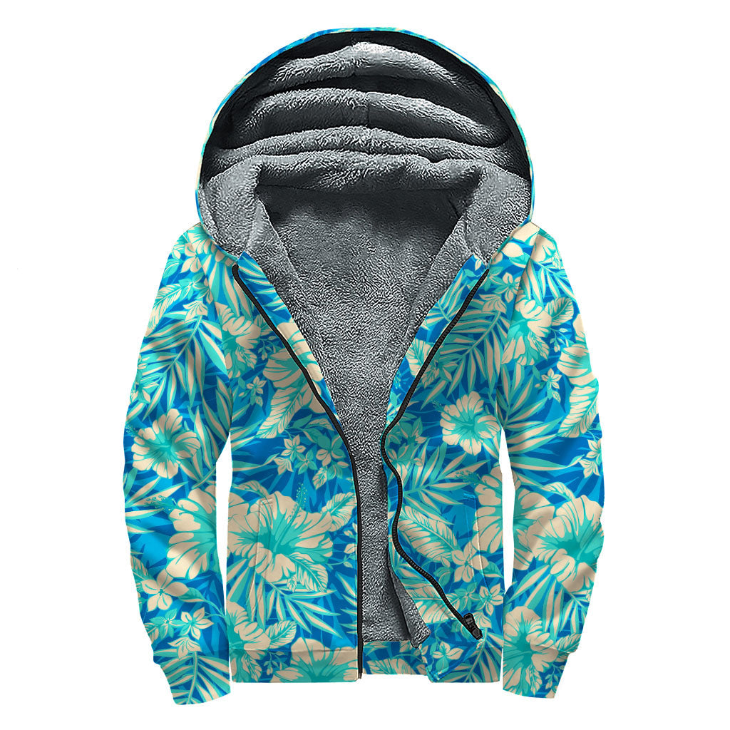 Blue Blossom: The Ultimate Hippie Sherpa Lined Zip Up Hoodie - 1