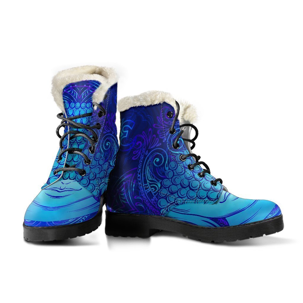 Blue Buddha Bliss Faux Fur Leather Boots: Embrace Your Inner Hippie Style - 3