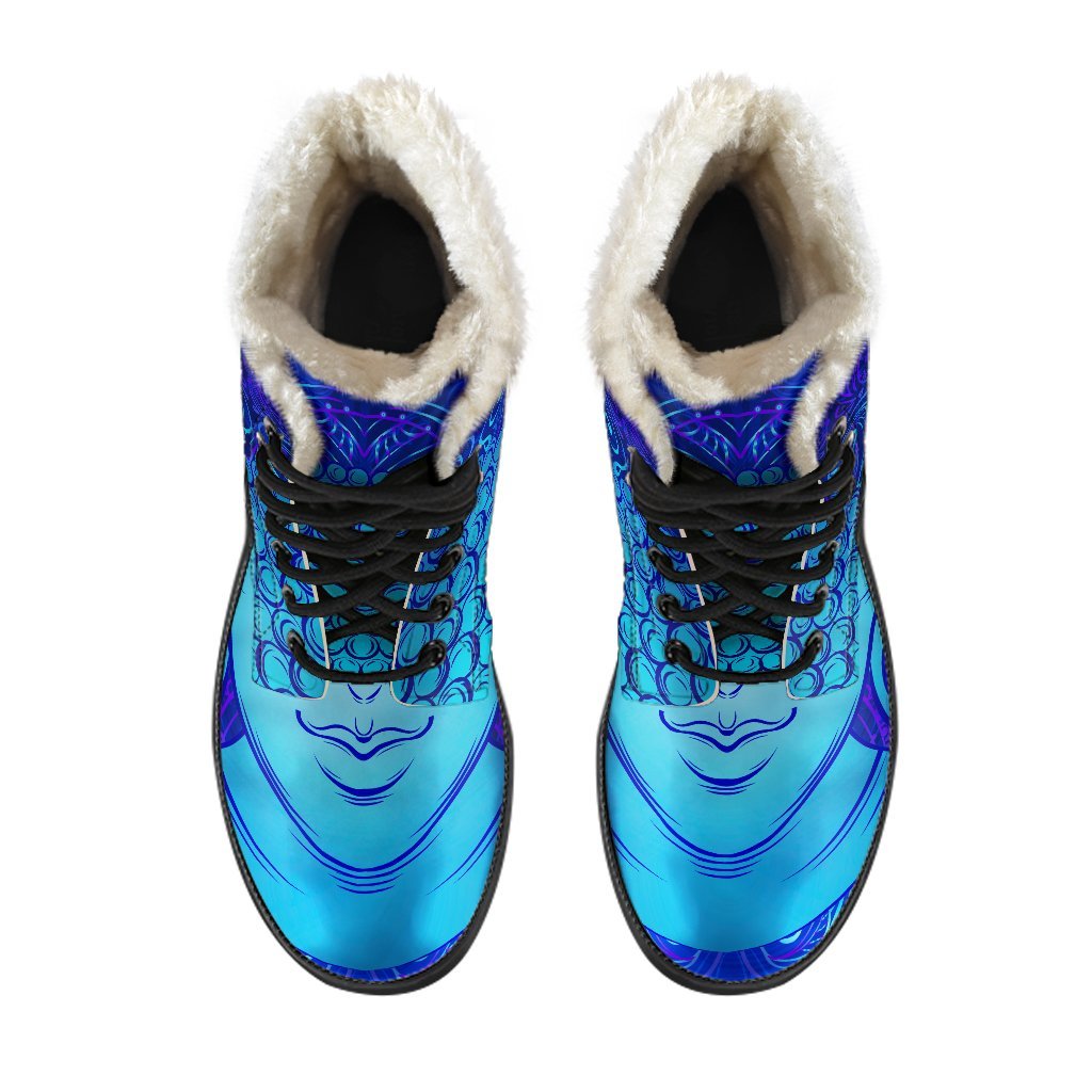 Blue Buddha Bliss Faux Fur Leather Boots: Embrace Your Inner Hippie Style - 4