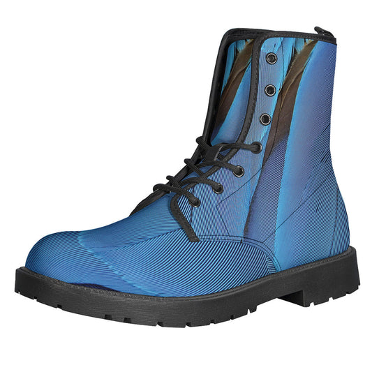 Blue Feather Print Leather Hippie Boots for the Free Spirited Soul - 1