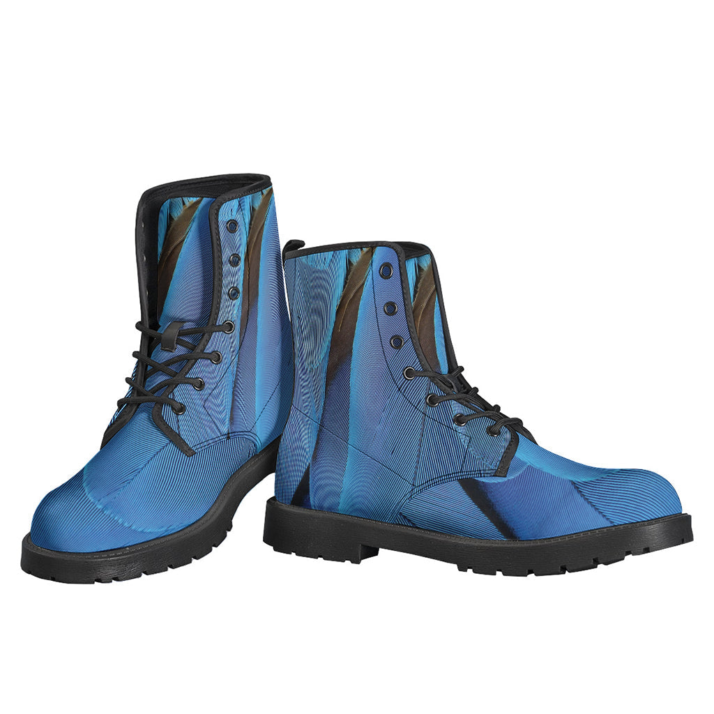 Blue Feather Print Leather Hippie Boots for the Free Spirited Soul - 3