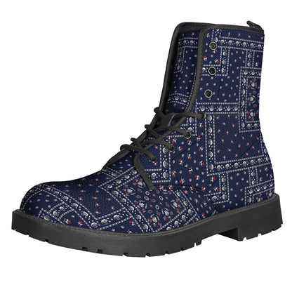 Step Out in Style: Blue Floral Patchwork Leather Boots for the Modern Hippie - 1