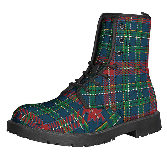 Rainbow Plaid Leather Boots for the Groovy Hippie Spirit - 1