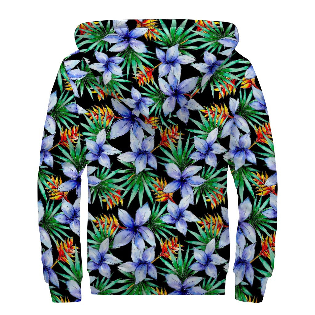 Blue Hawaiian Wildflowers Sherpa Hoodie - Embrace Your Inner Hippie Style - 2