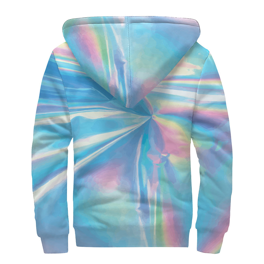 Blue Dream Sherpa: Embrace Your Inner Hippie With This Holographic Print Zip Up Hoodie - 2