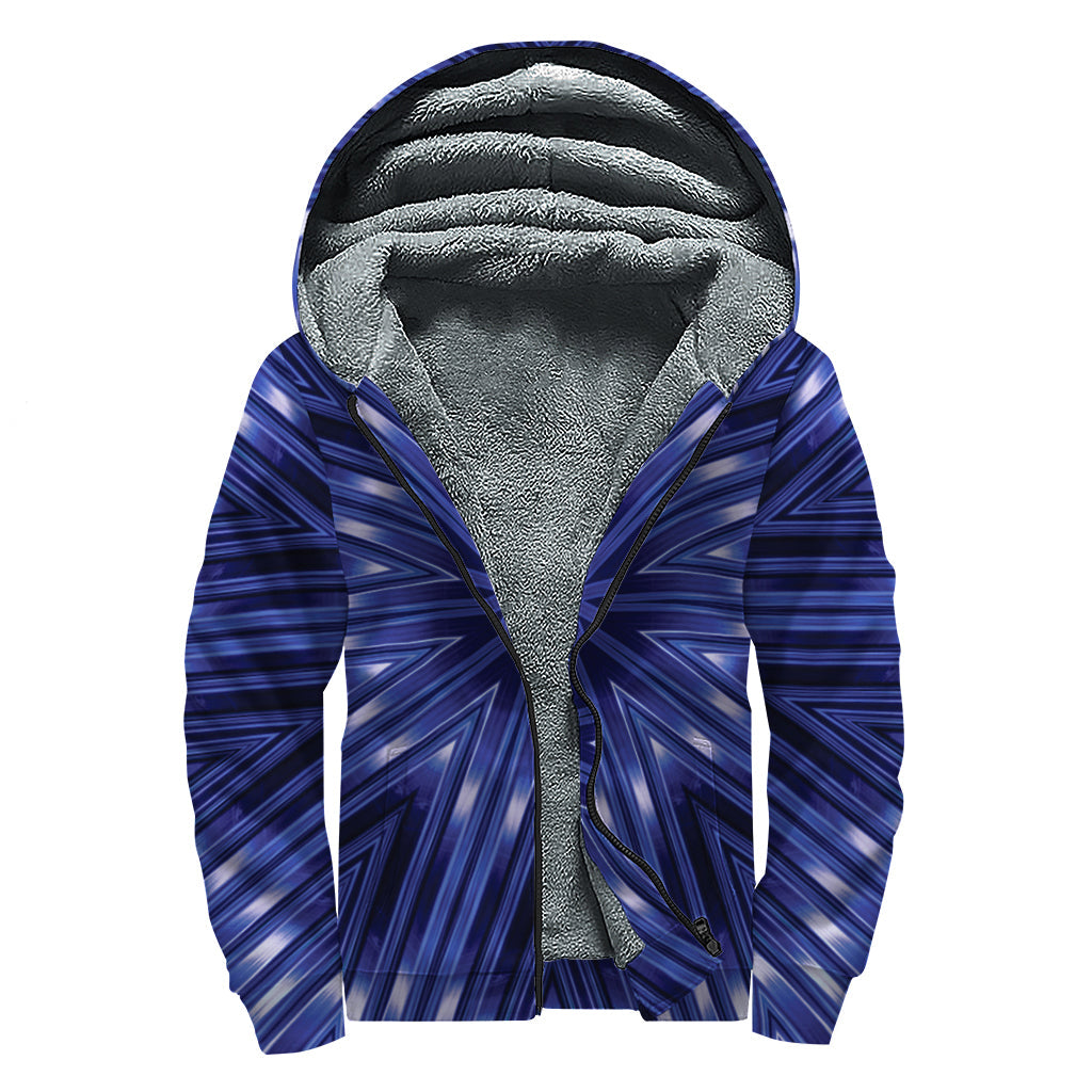 Blue Kaleidoscope Dreams: Sherpa Lined Zip Up Hoodie for the Modern Hippie - 1