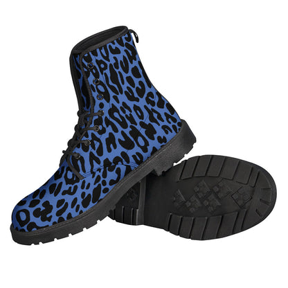 Groovy Blue Leopard Print Leather Boots for the Free-Spirited Hippie - 2