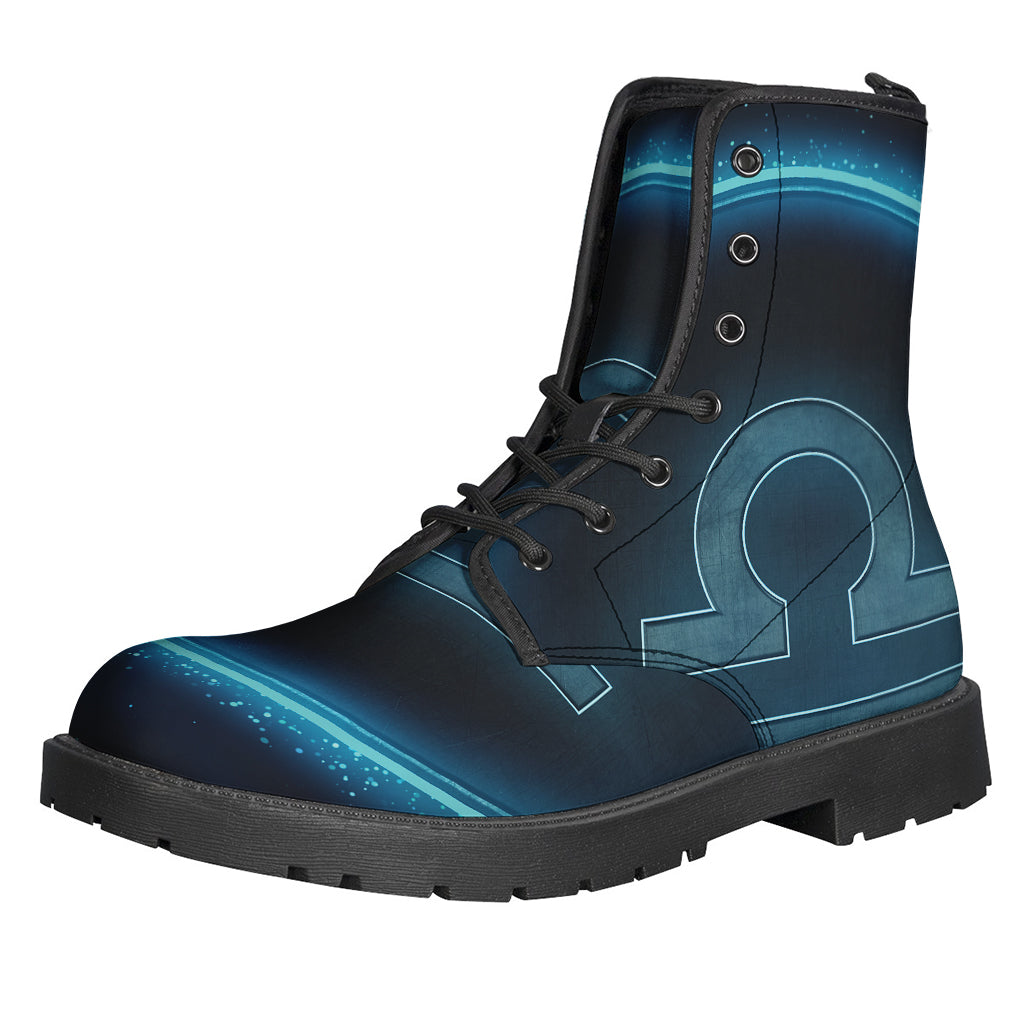 Blue Libra Zodiac Sign Leather Boots for the Fashionable Hippie - 1