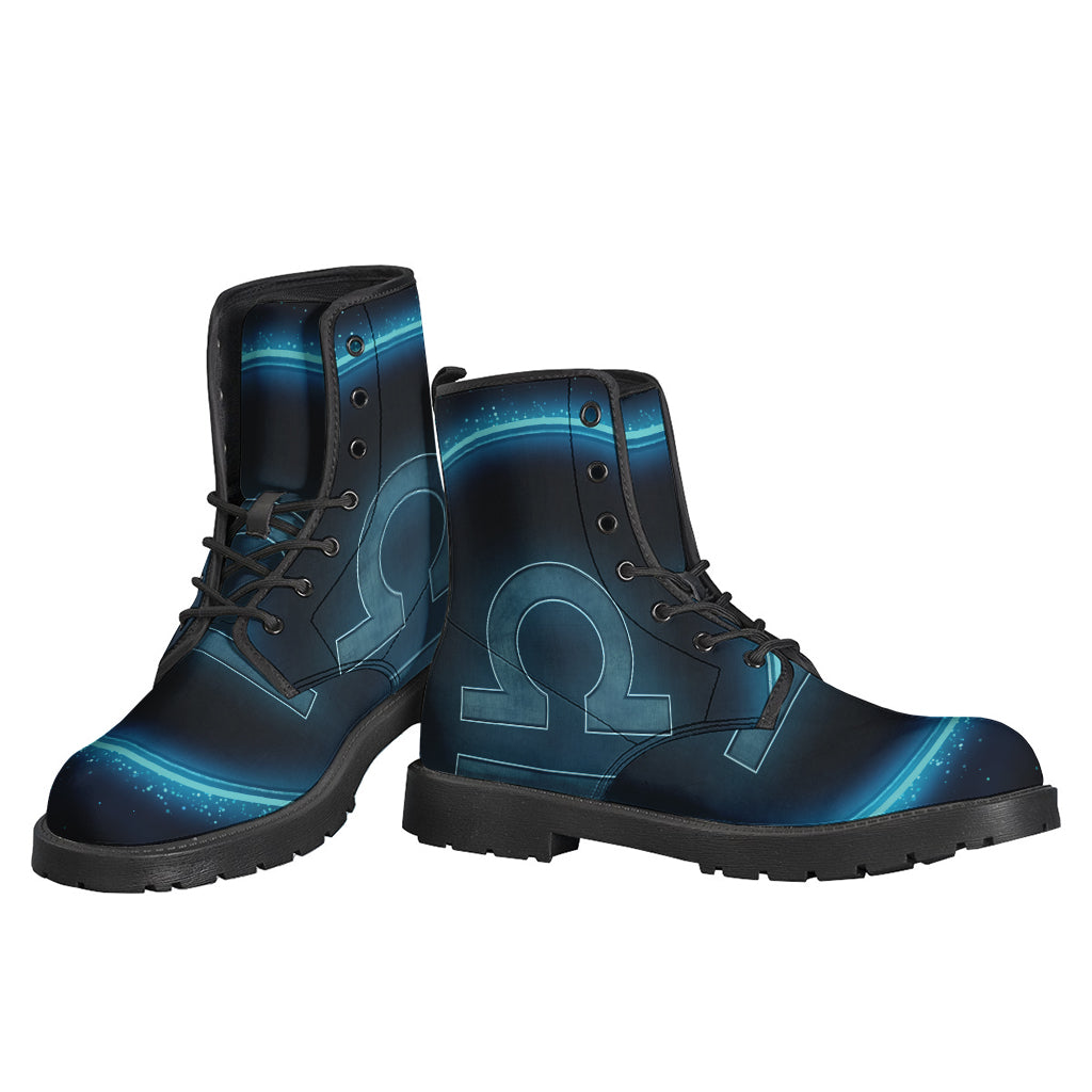 Blue Libra Zodiac Sign Leather Boots for the Fashionable Hippie - 3