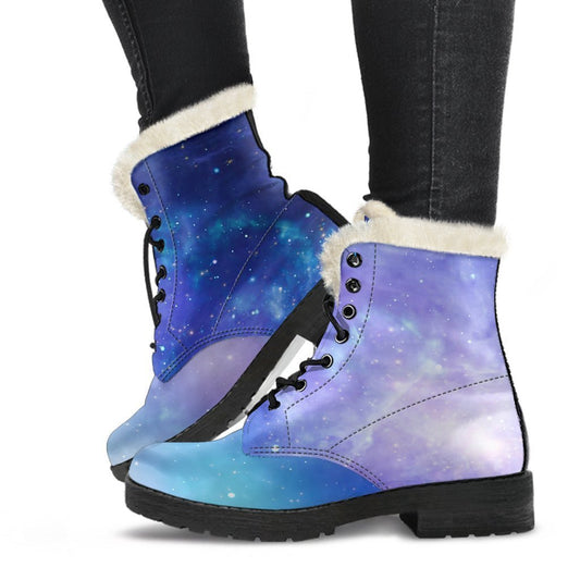 Galactic Vibes Faux Fur Leather Boots for Hippie Souls - 1