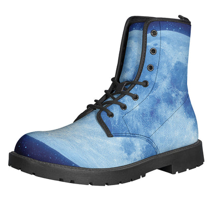 Blue Moon Print Leather Hippie Boots: Lightweight and Stylish - 1