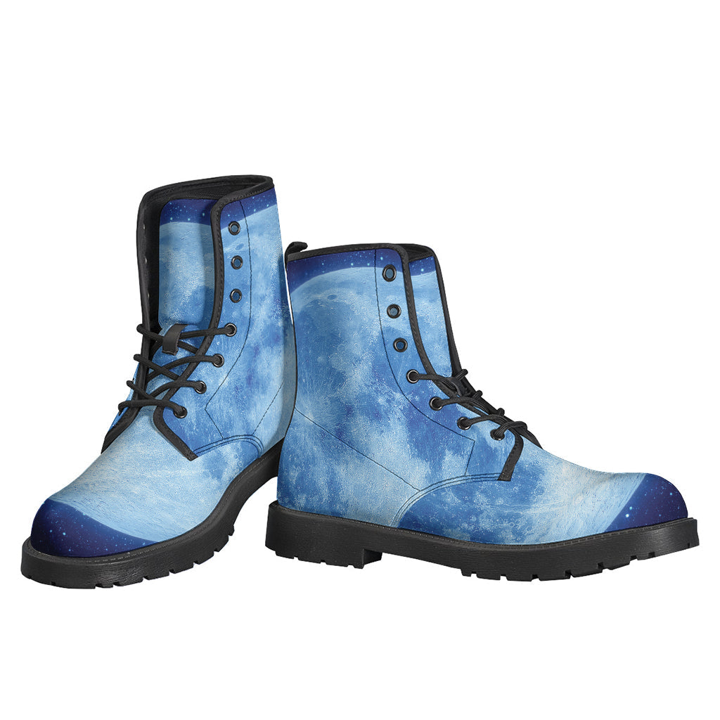 Blue Moon Print Leather Hippie Boots: Lightweight and Stylish - 3