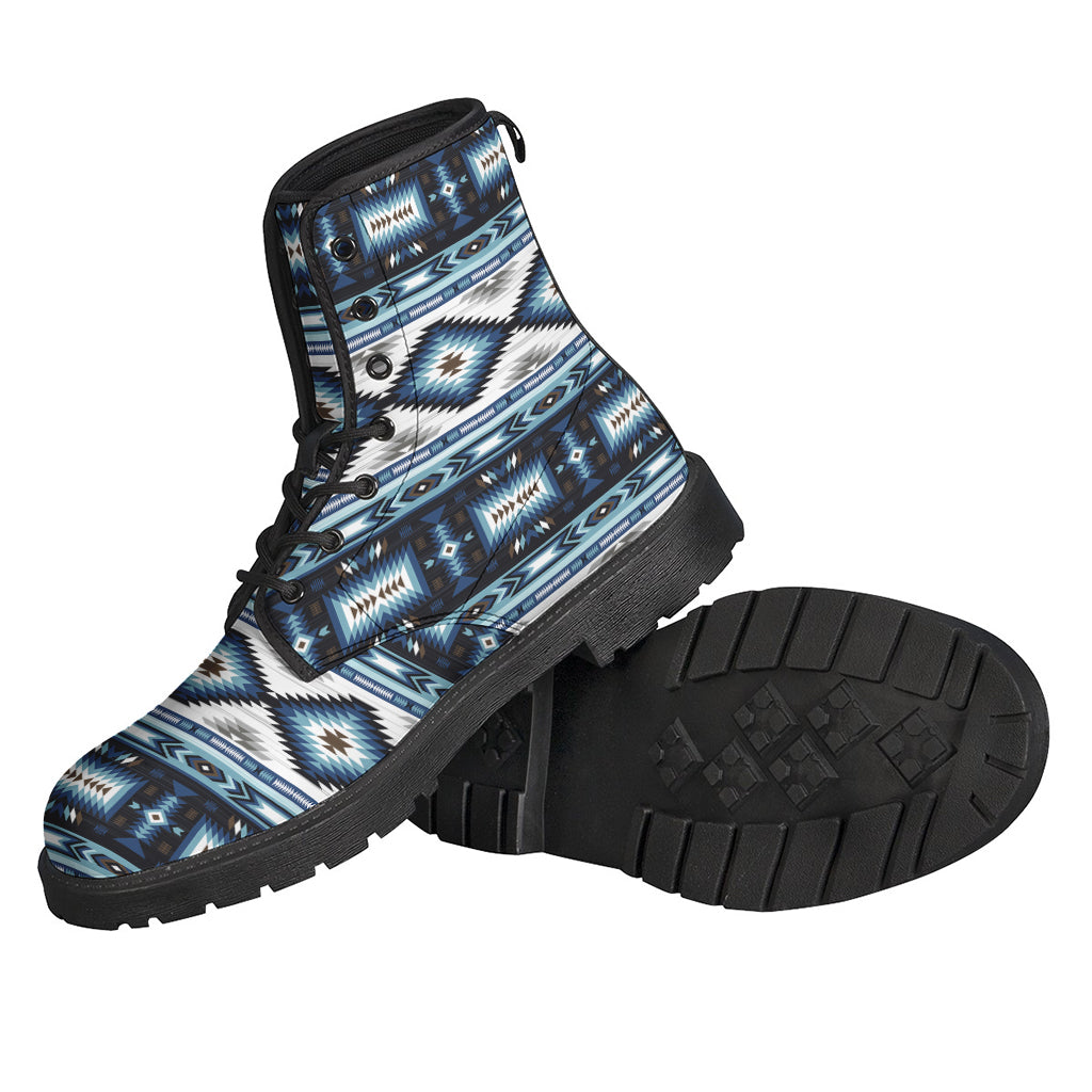 Groovy Blue Native Navajo Print Leather Boots for the Free-Spirited Hippie - 2