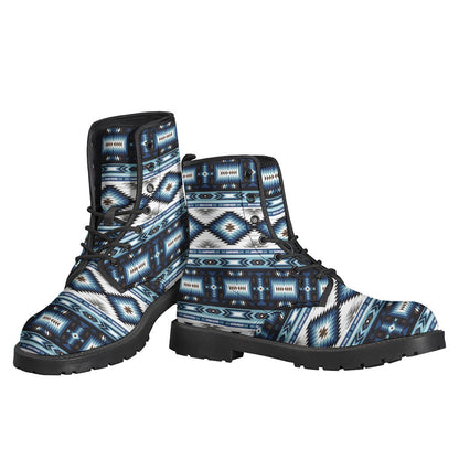 Groovy Blue Native Navajo Print Leather Boots for the Free-Spirited Hippie - 3