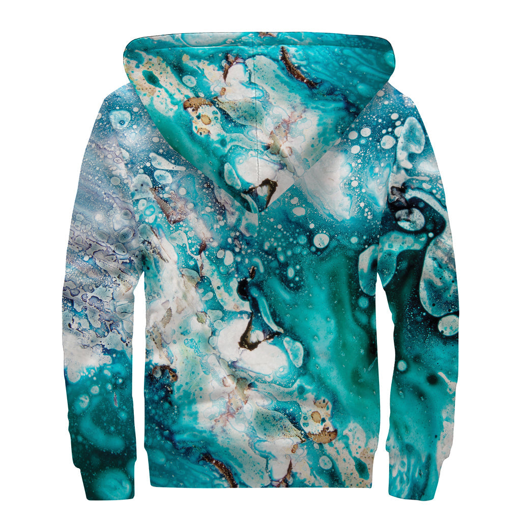 Blue Ocean Acid Melt Sherpa Lined Zip Up Hoodie for the Free Spirited Hippie - 2