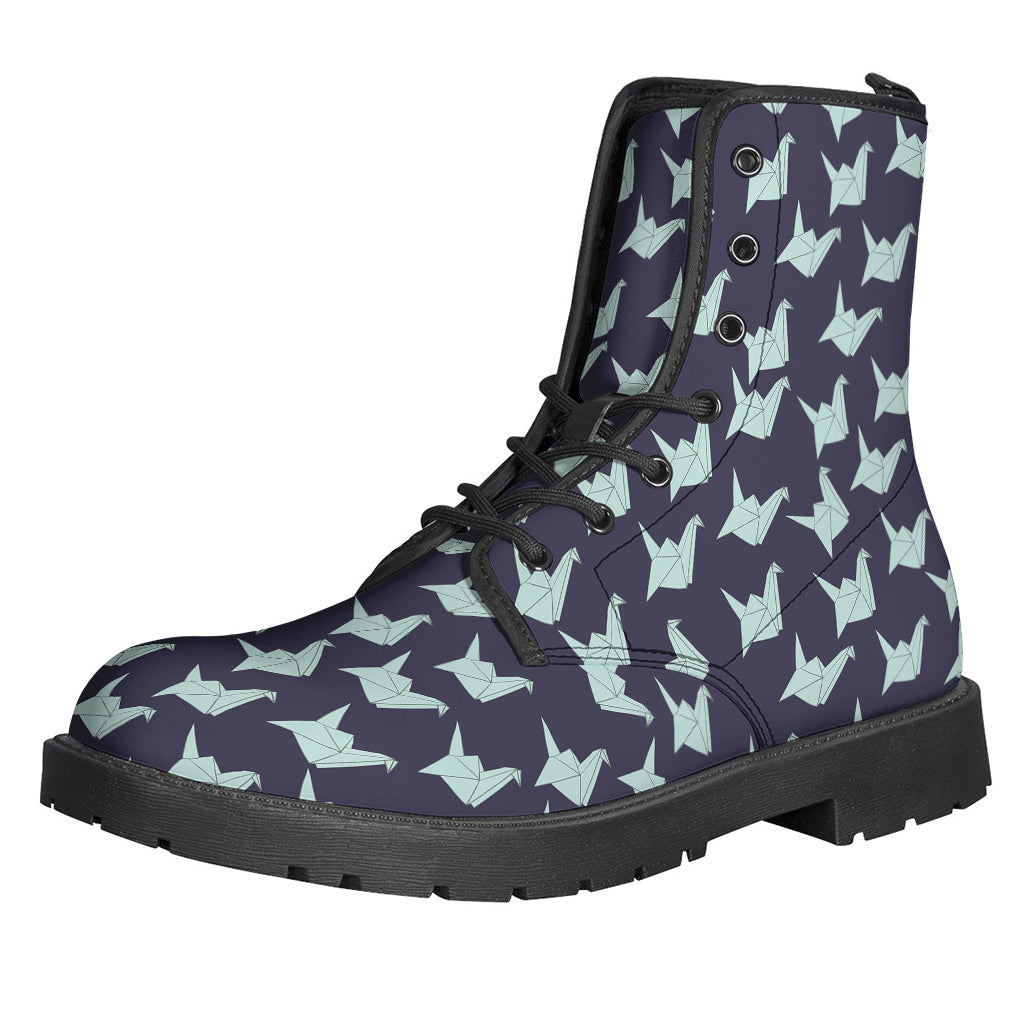 Origami Crane Leather Boots: Step into Style with a Hippie Twist - 1