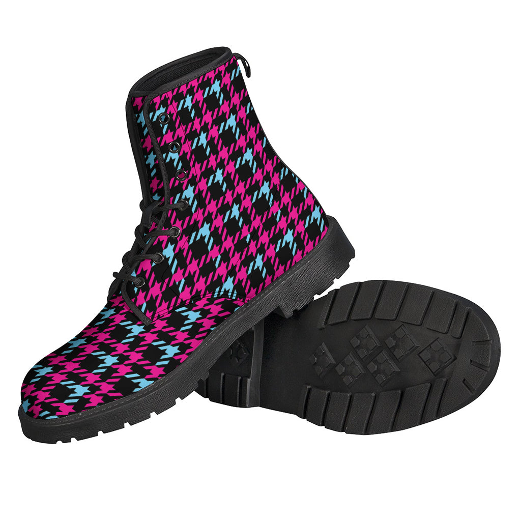 Groovy Houndstooth Leather Boots for Free Spirited Hippies - 2