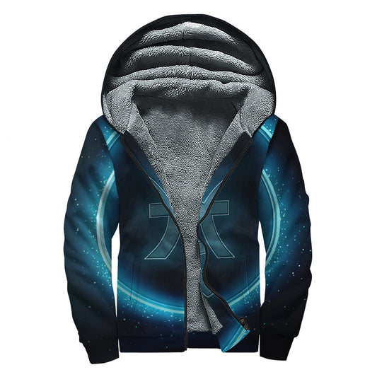 Blue Pisces Zodiac Sign Sherpa Lined Zip Up Hoodie for the Eco-conscious Hippie - 1