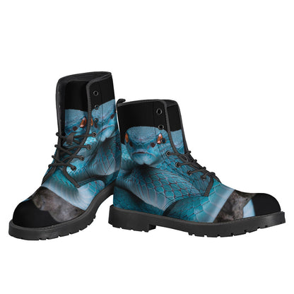 Blue Pit Viper: Snakeskin Print Leather Boots for the Hippie Soul - 3