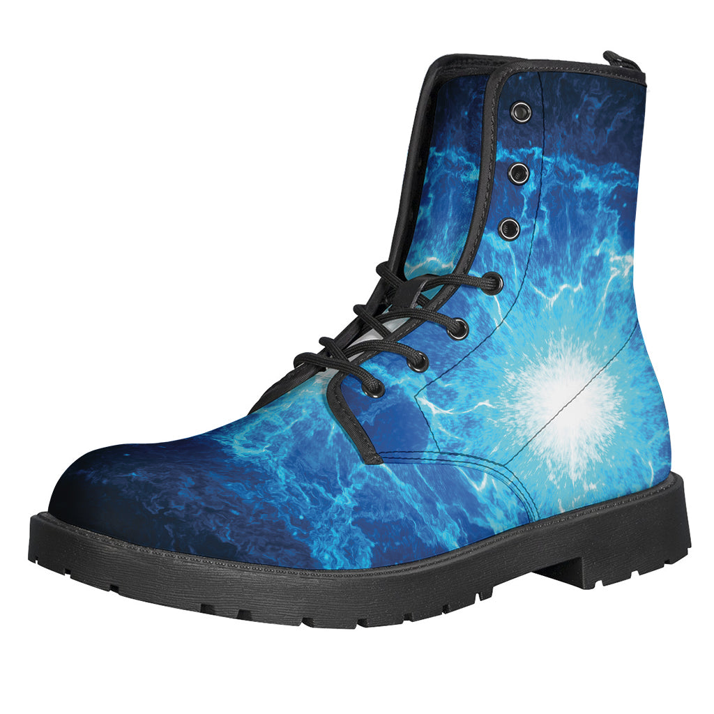 Blue Plasma Energy Leather Lightweight Boots for the Free-Spirited Hippie - 1