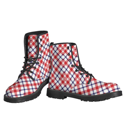 American Plaid Print Leather Boots - The Ultimate Hippie Style Statement - 3